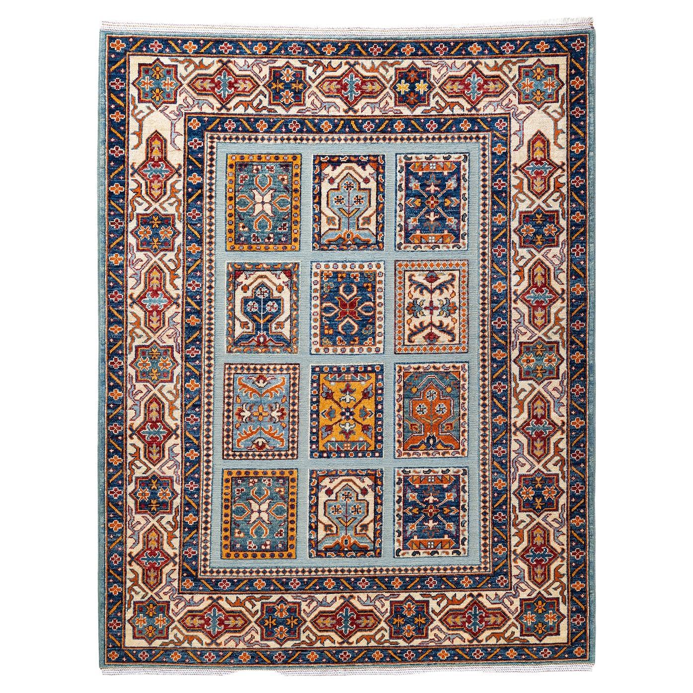 One-Of-A-Kind Hand Knotted Tribal Tribal Light Blue Area Rug 5' 1" x 6' 5"