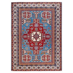 One-of-a-kind Hand Knotted Tribal Tribal Light Blue Area Rug