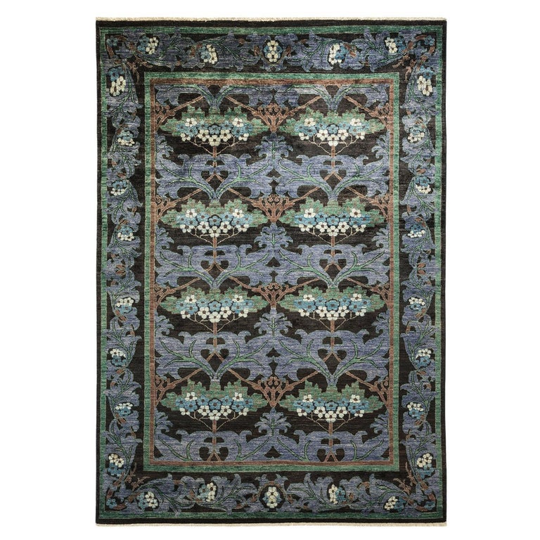 Craft Area Rug One-of-a-kind Hand Knotted Wool Arts and Crafts Black Area Rug For Sale ...