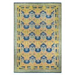One-of-a-kind Hand Knotted Wool Arts & Crafts Blue Area Rug