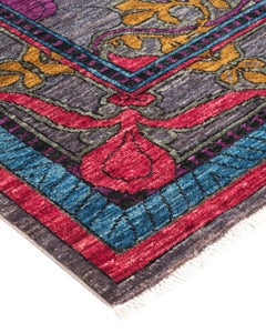 One-of-a-kind Hand Knotted Wool Arts & Crafts Gray Area Rug