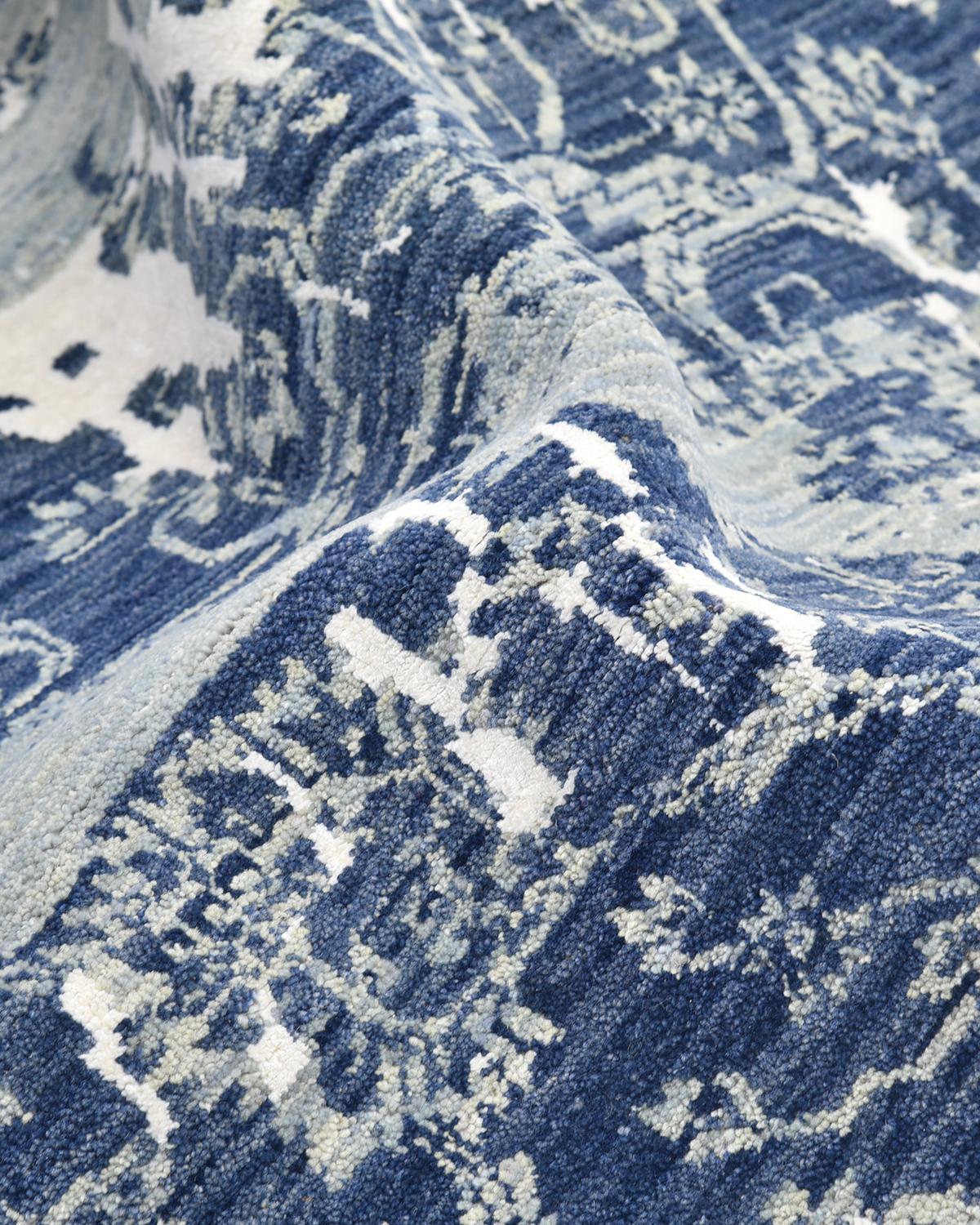 Laine Tapis de sol gris contemporain en laine nouée à la main, unique en son genre en vente