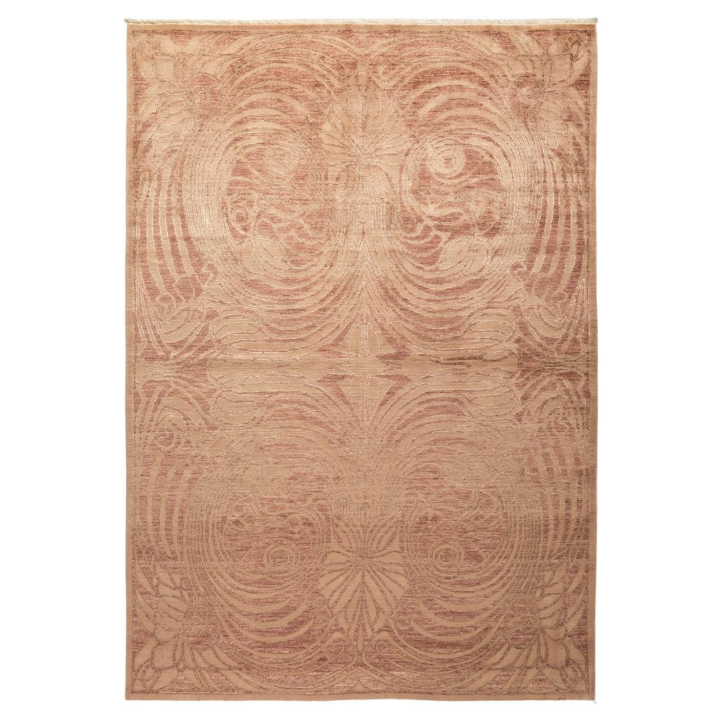 One-of-a-kind Hand Knotted Wool Eclectic Beige Area Rug For Sale