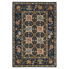 One-of-a-kind Hand Knotted Wool Eclectic Blue Area Rug