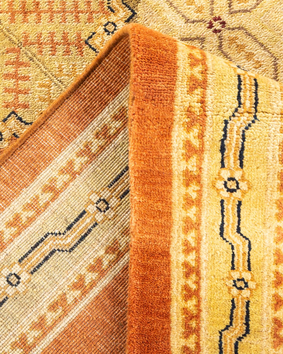 Handgeknüpfter, eklektischer brauner Teppich aus Wolle, Unikat im Angebot 1