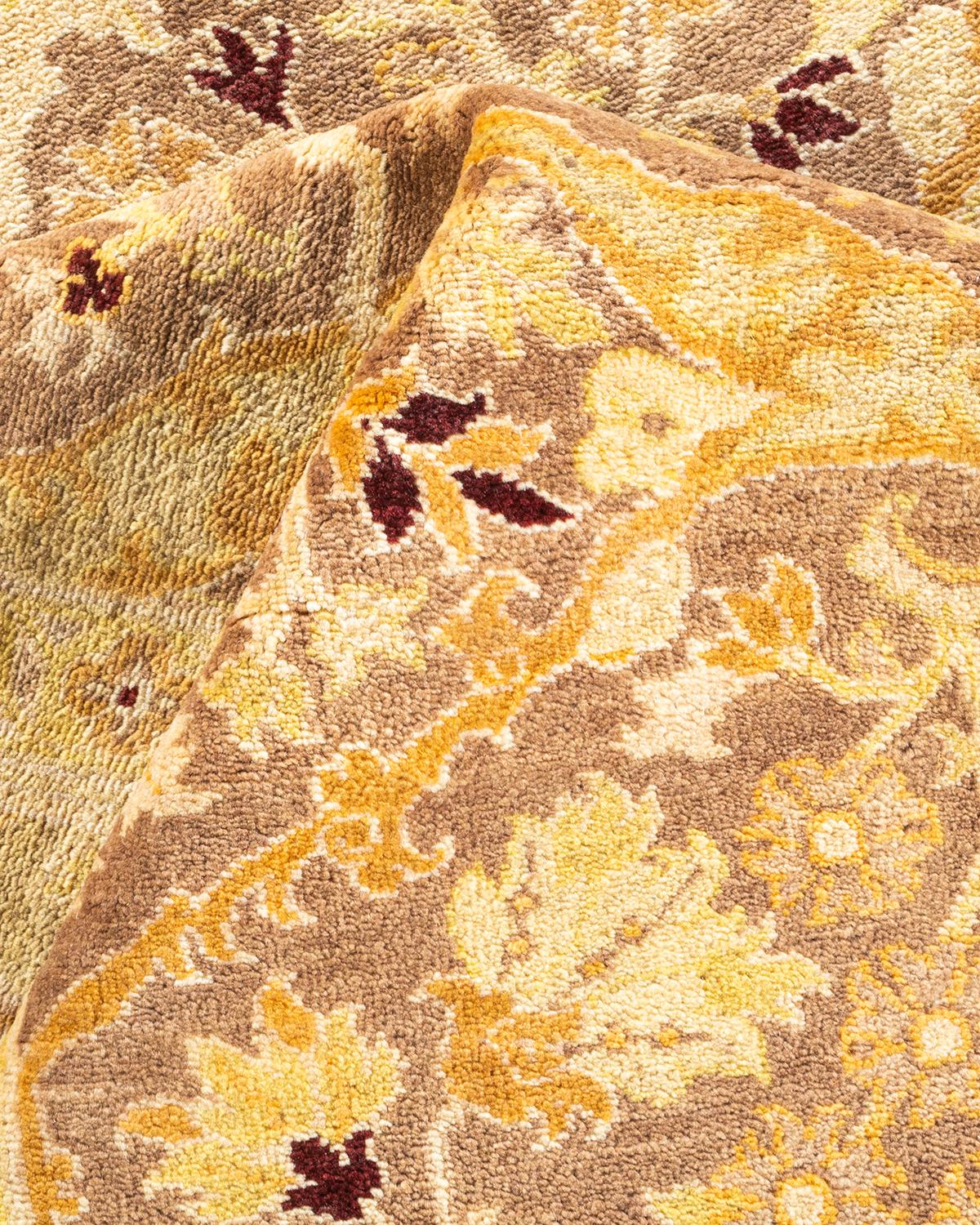 Handgeknüpfter, eklektischer brauner Teppich aus Wolle, Unikat im Angebot 2