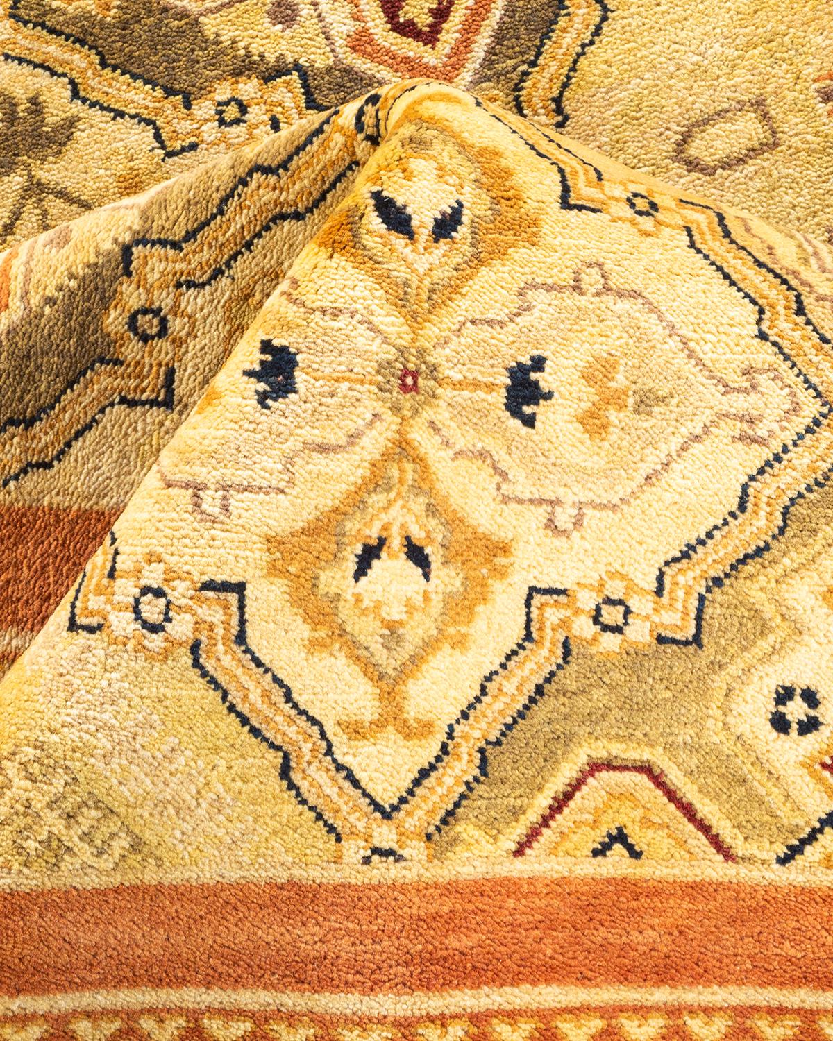 Handgeknüpfter, eklektischer brauner Teppich aus Wolle, Unikat im Angebot 2