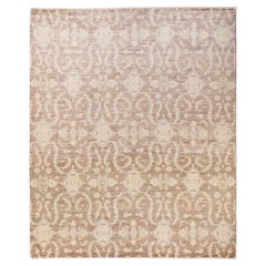 Handgeknüpfter, eklektischer brauner Teppich aus Wolle, Unikat
