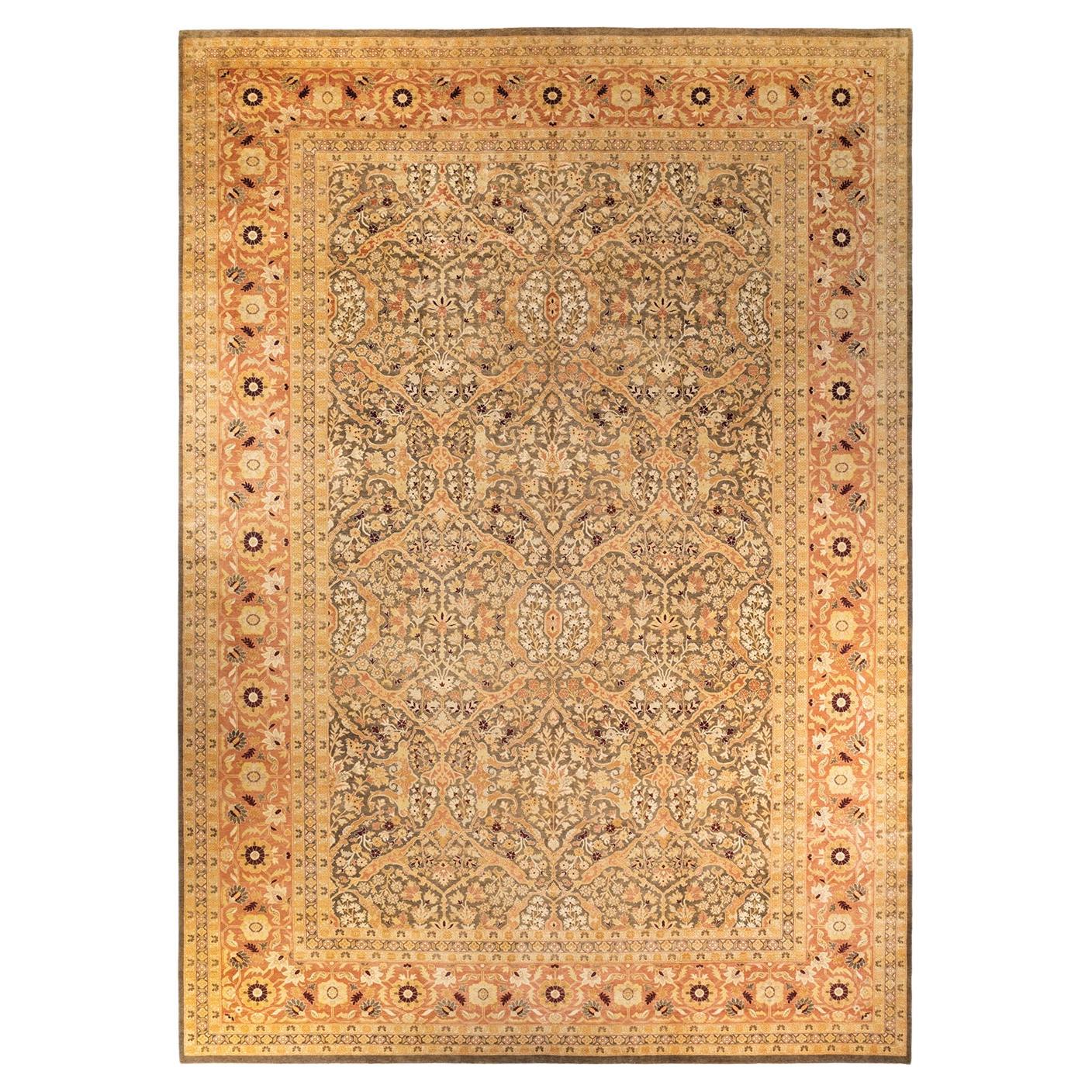 One-of-a-kind Hand Knotted Wool Eclectic Green Area Rug