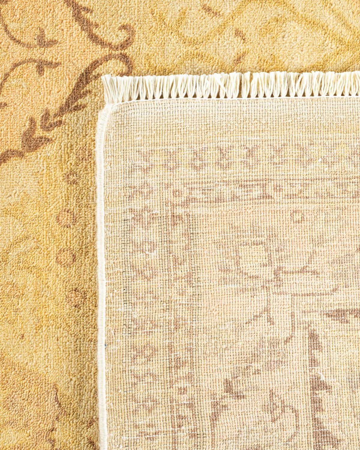 Contemporary One-of-a-kind Hand Knotted Wool Eclectic Ivory Area Rug For Sale