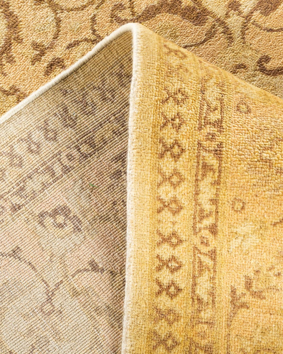 One-of-a-kind Hand Knotted Wool Eclectic Ivory Area Rug For Sale 1