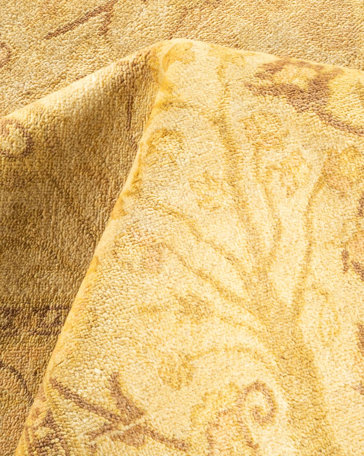 One-of-a-kind Hand Knotted Wool Eclectic Ivory Area Rug For Sale 2