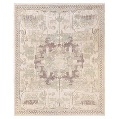 One-of-a-Kind Hand Knotted Wool Eclectic Ivory Area Rug