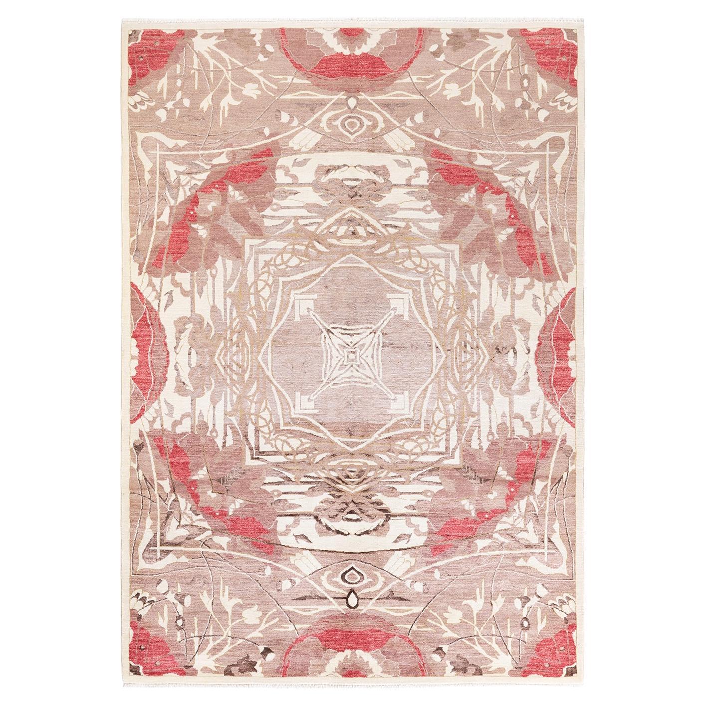 One-of-a-kind Hand Knotted Wool Eclectic Ivory Area Rug