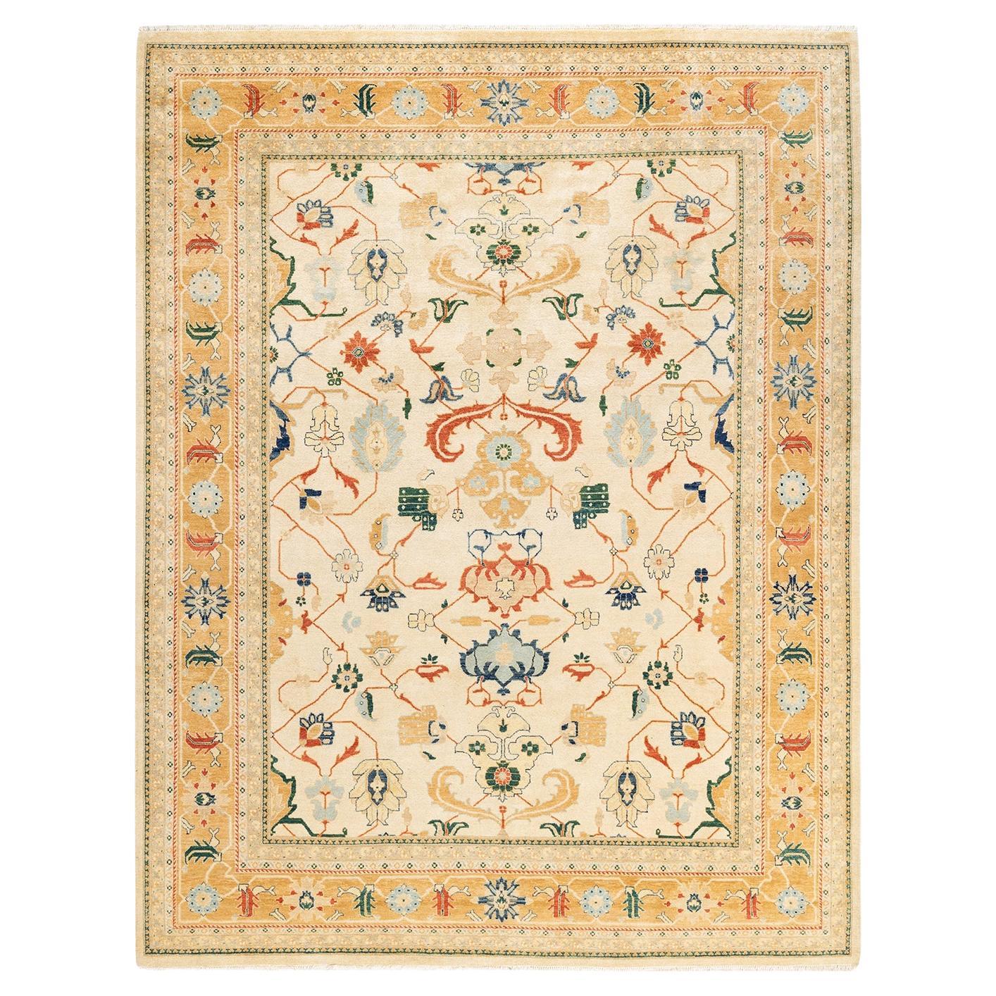 One-of-a-kind Hand Knotted Wool Eclectic Ivory Area Rug
