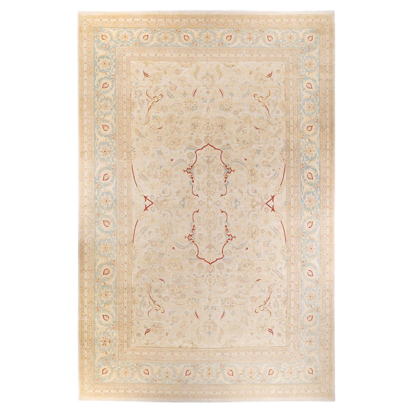 One-of-a-kind Hand Knotted Wool Eclectic Ivory Area Rug
