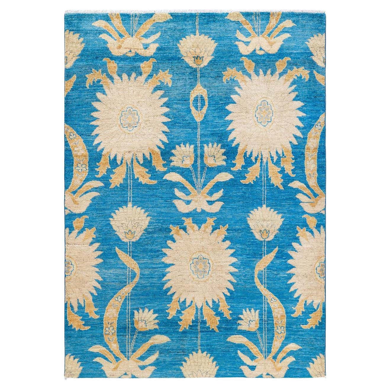 One-of-a-kind Hand Knotted Wool Eclectic Light Blue Area Rug For Sale ...