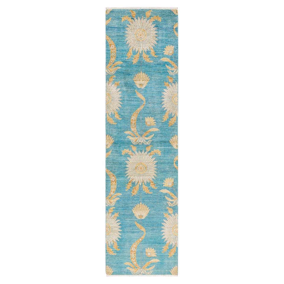 One-of-a-kind Hand Knotted Wool Eclectic Light Blue Area Rug For Sale ...