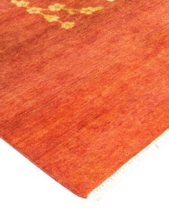 One-of-a-kind Hand Knotted Wool Eclectic Orange Area Rug
