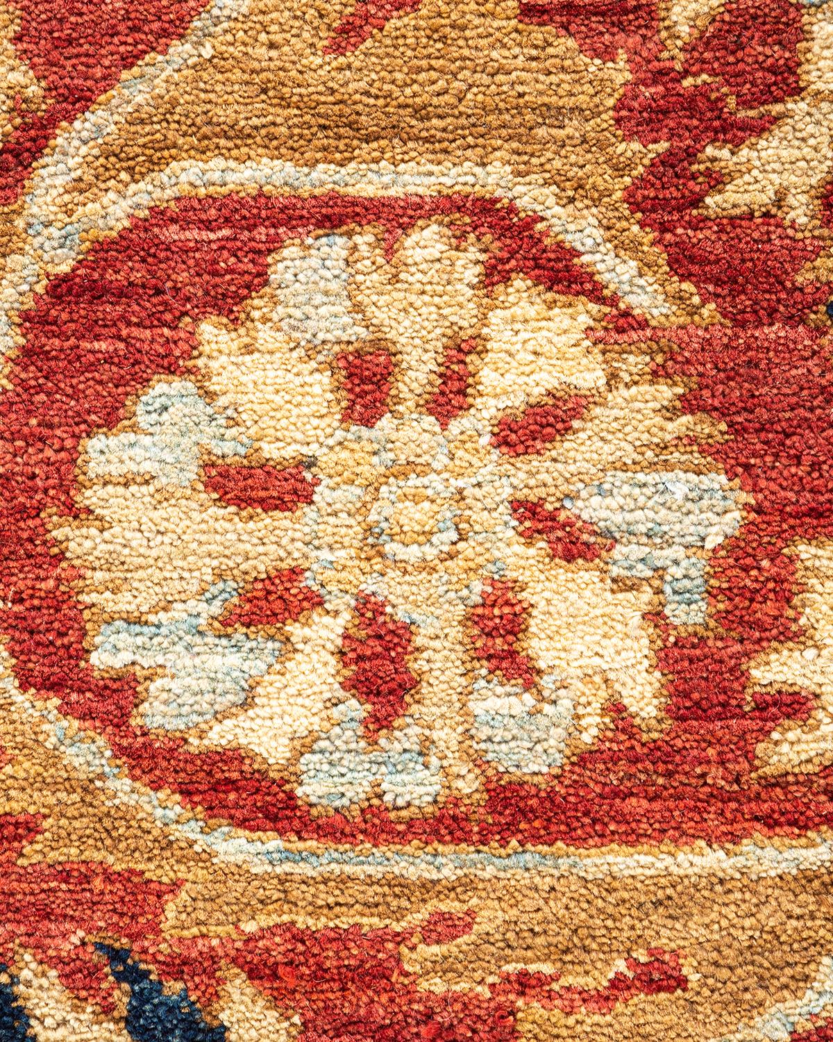 Alfombra de lana anudada a mano única Ecléctica Naranja Pakistaní en venta