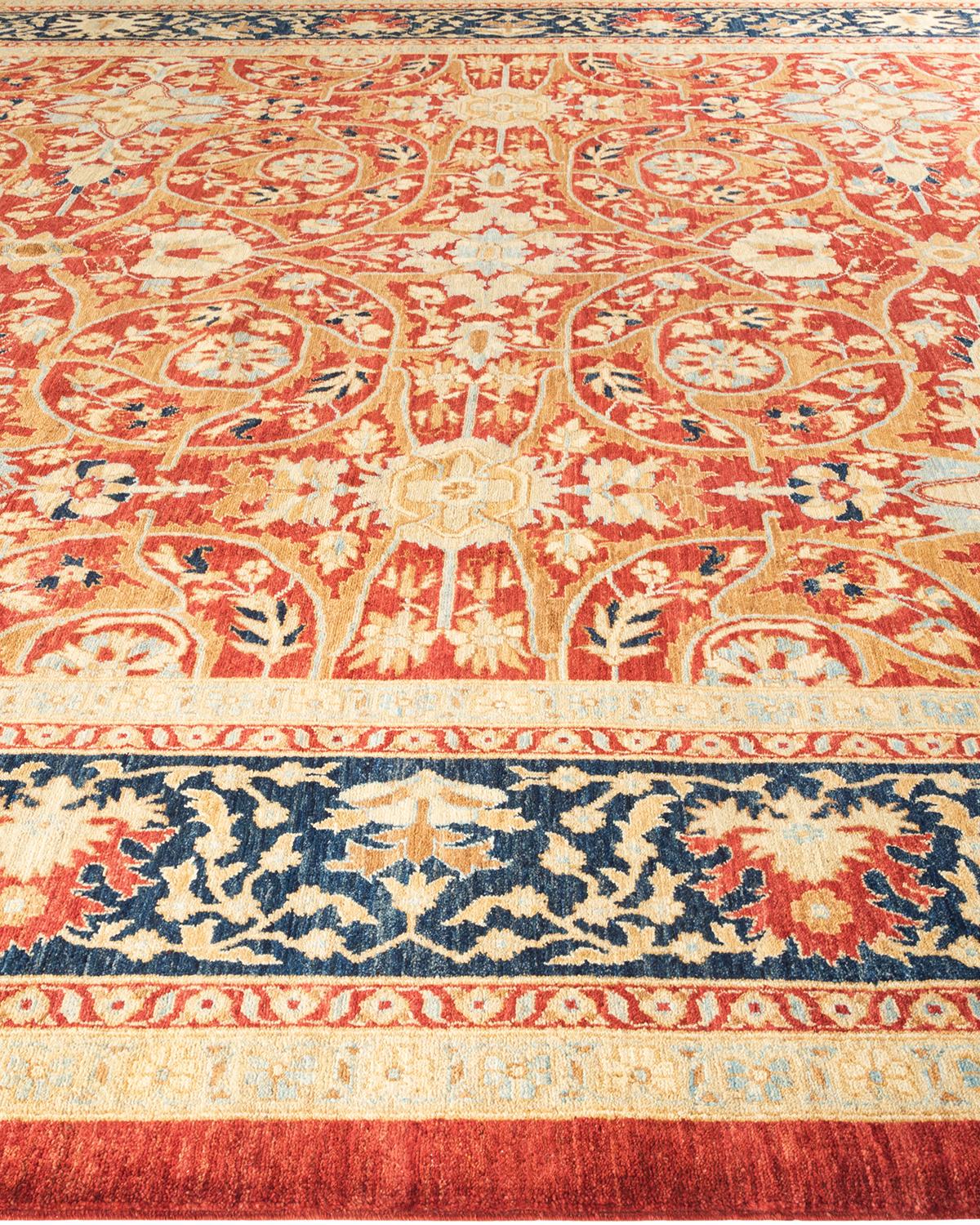 Alfombra de lana anudada a mano única Ecléctica Naranja en Nuevo estado para la venta en Norwalk, CT