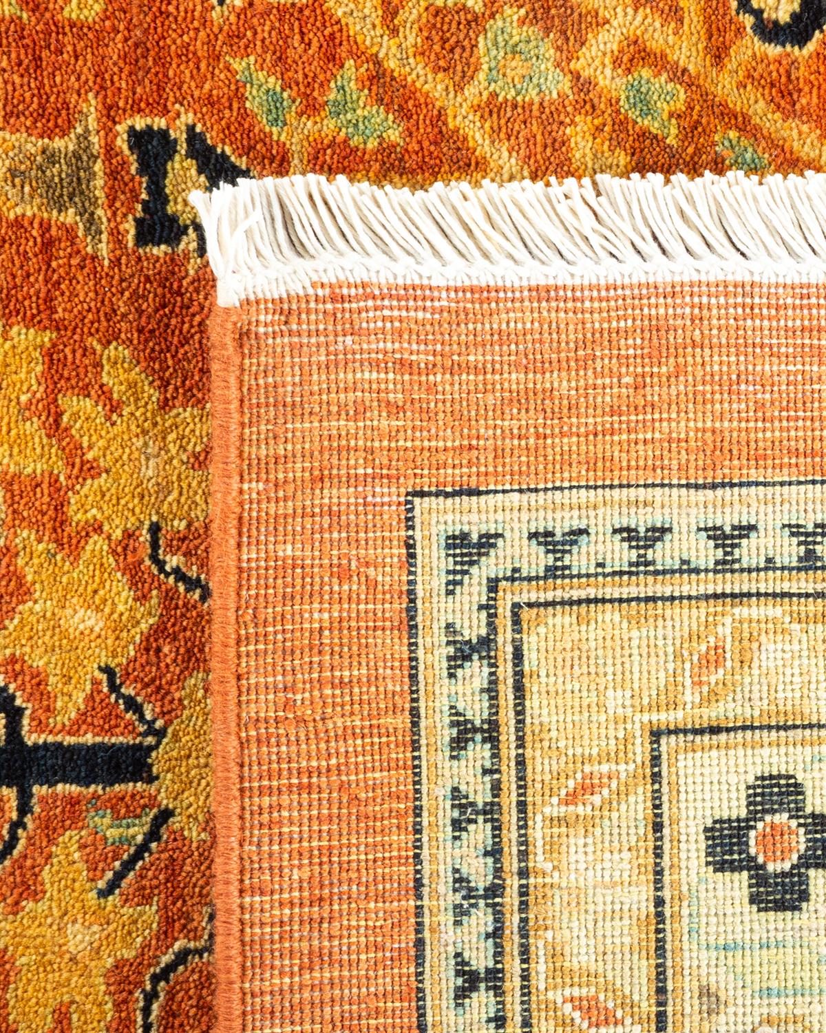 Alfombra de lana anudada a mano única Ecléctica Naranja Siglo XXI y contemporáneo en venta