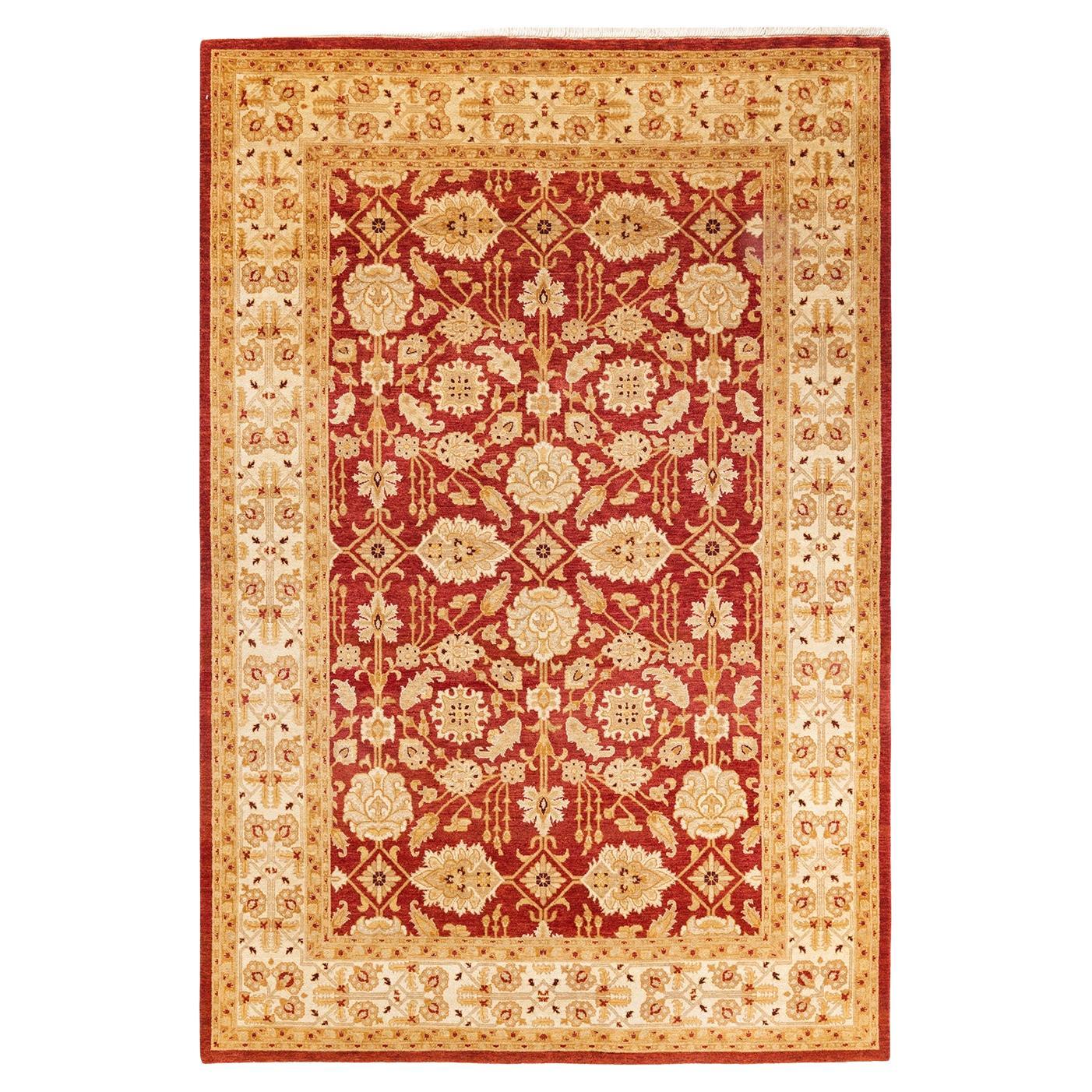 One-of-a-kind Hand Knotted Wool Eclectic Orange Area Rug