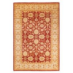 One-of-a-kind Hand Knotted Wool Eclectic Orange Area Rug