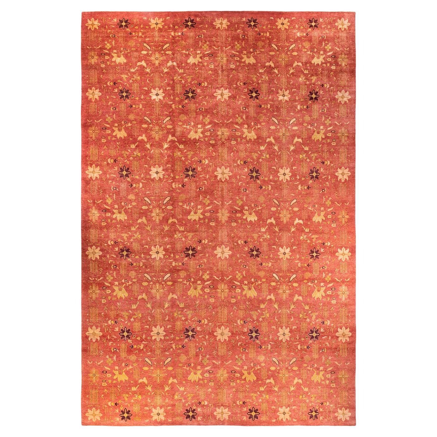 One-of-a-kind Hand Knotted Wool Eclectic Orange Area Rug