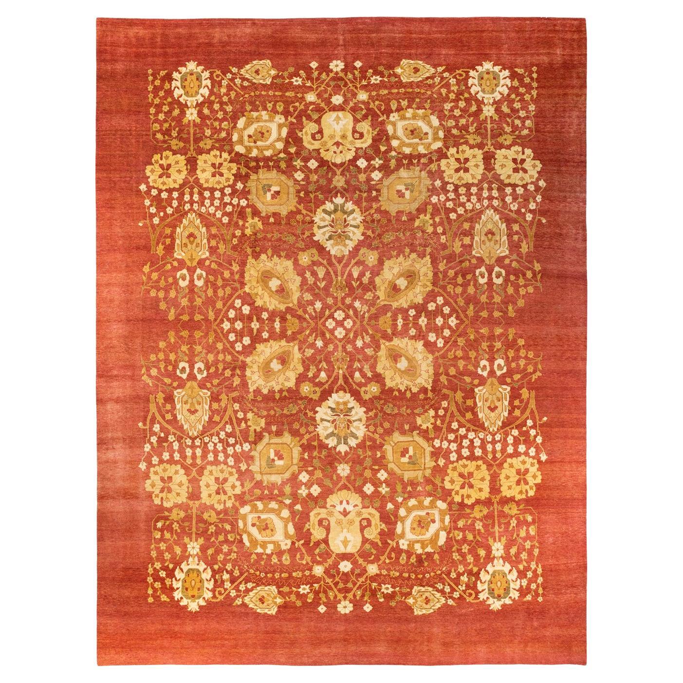 One-of-a-kind Hand Knotted Wool Eclectic Orange Area Rug