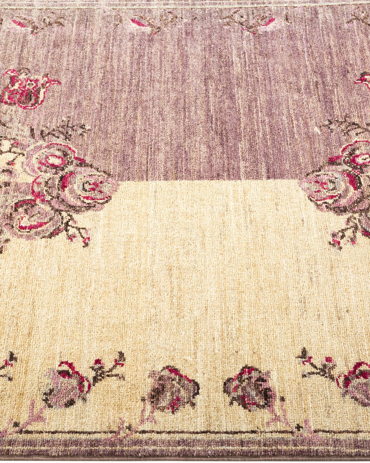 One-of-a-kind Hand Knotted Wool Eclectic Purple Area Rug In New Condition In Norwalk, CT