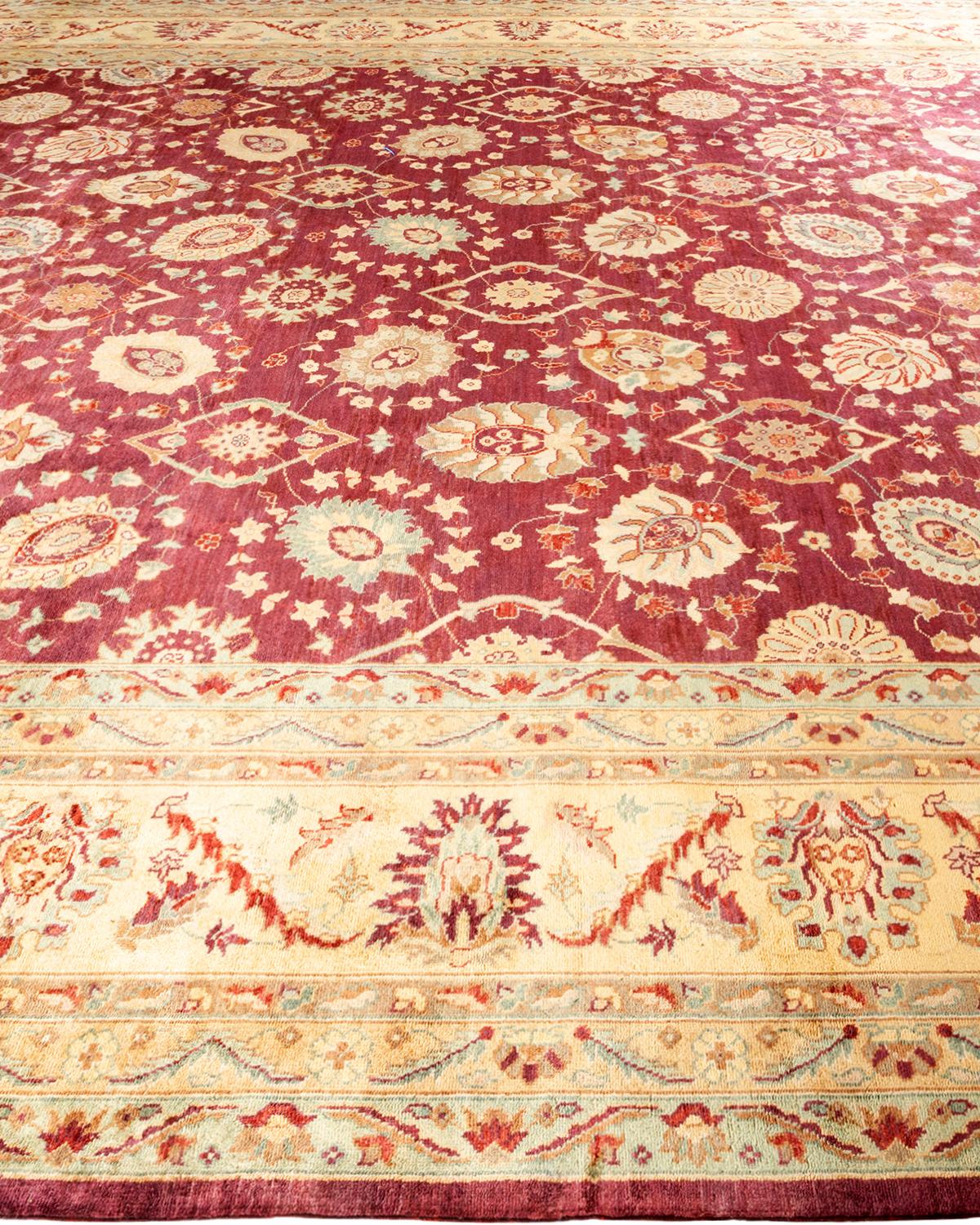 One-of-a-kind Hand Knotted Wool Eclectic Red Area Rug In New Condition For Sale In Norwalk, CT