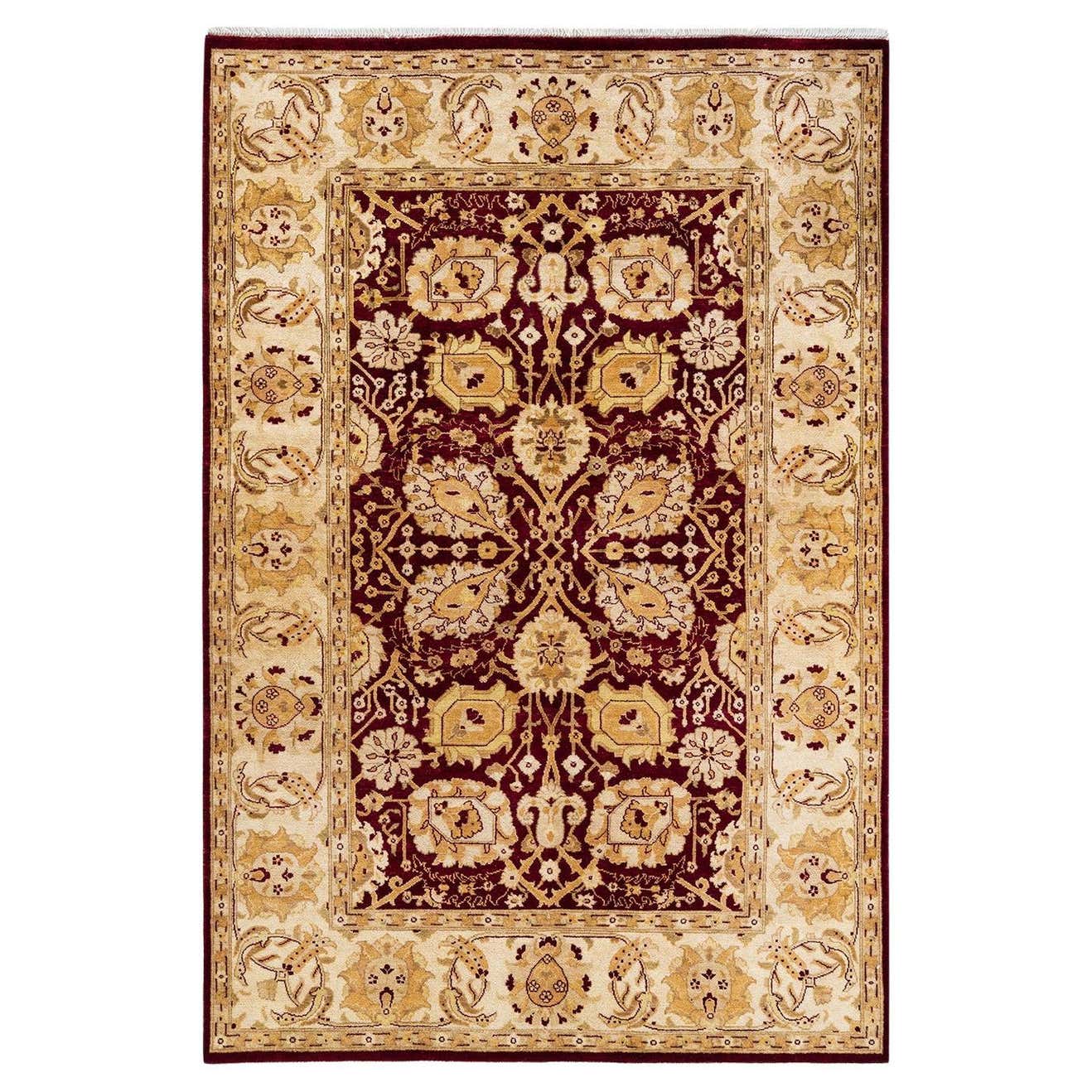 One-of-a-kind Hand Knotted Wool Eclectic Red Area Rug For Sale at 1stDibs