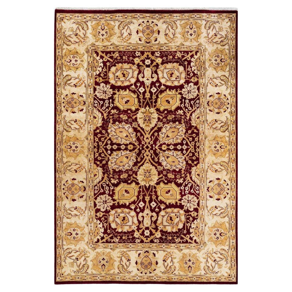 One-of-a-kind Hand Knotted Wool Eclectic Red Area Rug For Sale at 1stDibs