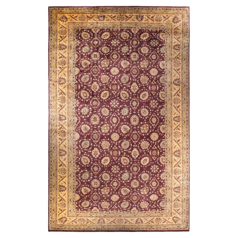 Eclectic Rug Red One-of-a-kind Hand Knotted Wool Eclectic Red Area Rug For Sale at 1stDibs