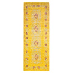 One-of-a-kind Hand Knotted Wool Eclectic Yellow Area Rug