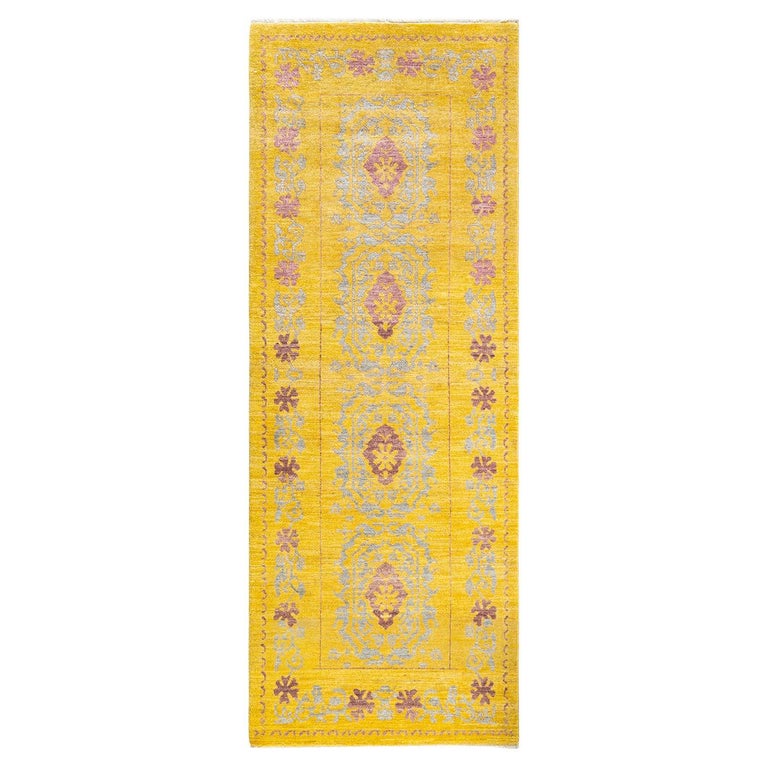 One-of-a-kind Hand Knotted Wool Eclectic Yellow Area Rug For Sale at ...