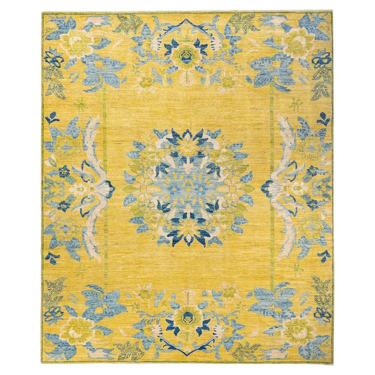 One-of-a-kind Hand Knotted Wool Eclectic Yellow Area Rug For Sale at ...