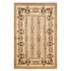One-of-a-kind Hand Knotted Wool Eclectic Yellow Area Rug