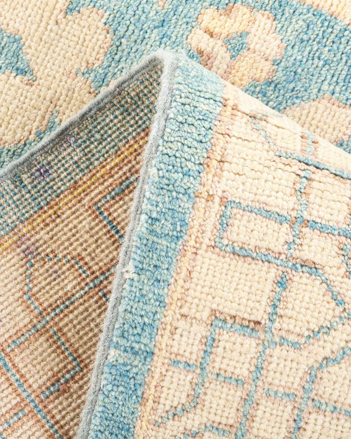One-of-a-kind Hand Knotted Wool Khotan Light Blue Area Rug 1