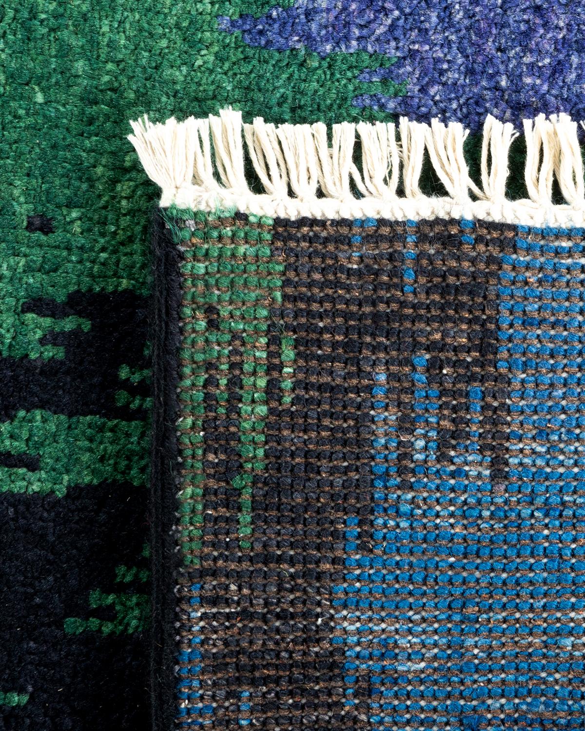 Contemporary One-of-a-kind Hand Knotted Wool Modern Black Area Rug For Sale