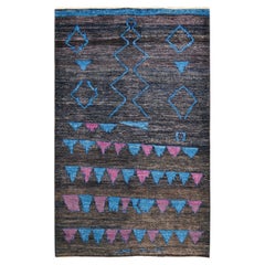 One-of-a-Kind Hand Knotted Wool Modern Black Area Rug