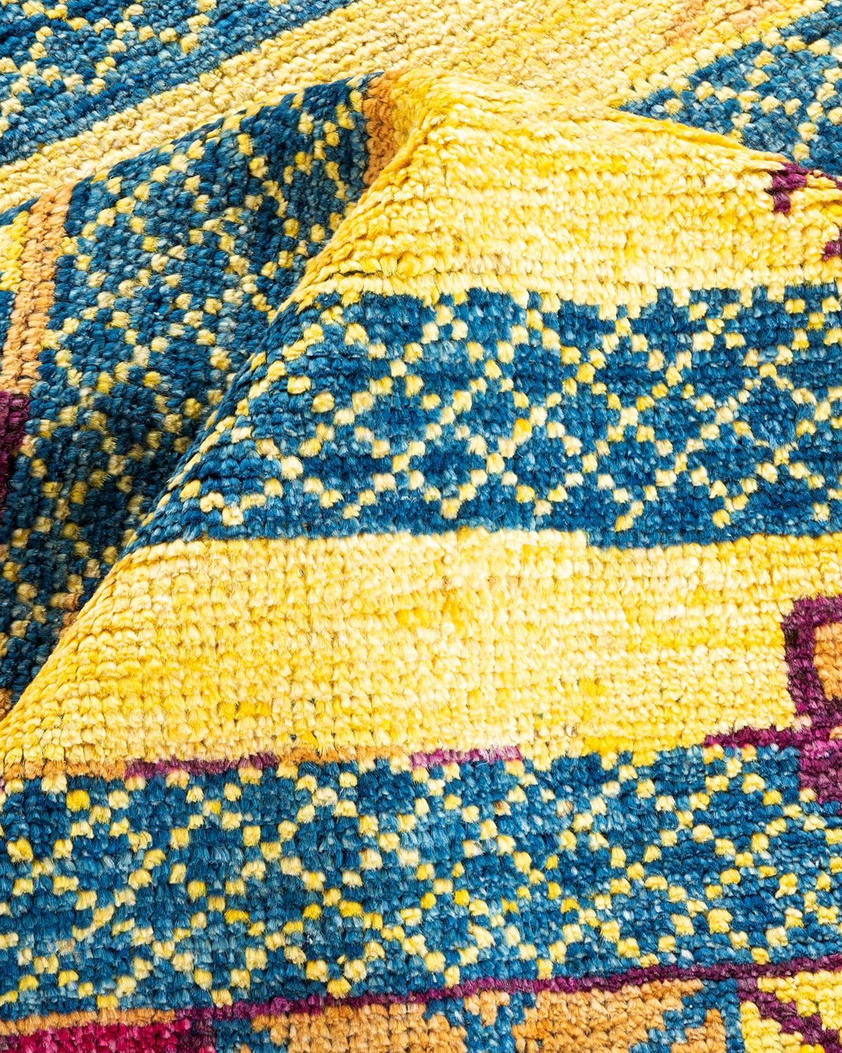 Tapis bleu moderne en laine nouée à la main, unique en son genre en vente 1