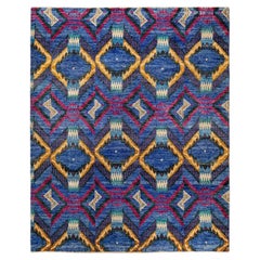 One-of-a-Kind Hand Knotted Wool Modern Blue Area Rug