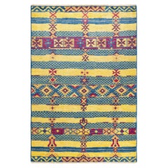One-of-a-kind Hand Knotted Wool Modern Blue Area Rug