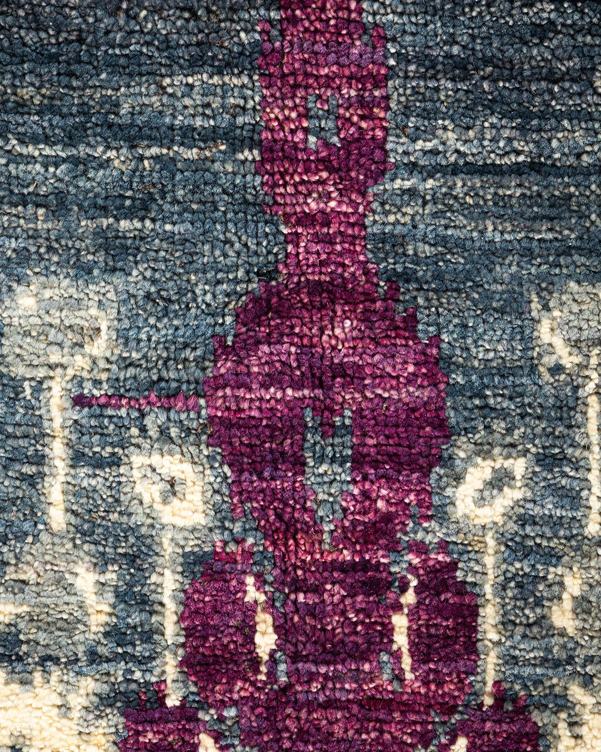 Pakistani One-of-a-kind Hand Knotted Wool Modern Ivory Area Rug For Sale