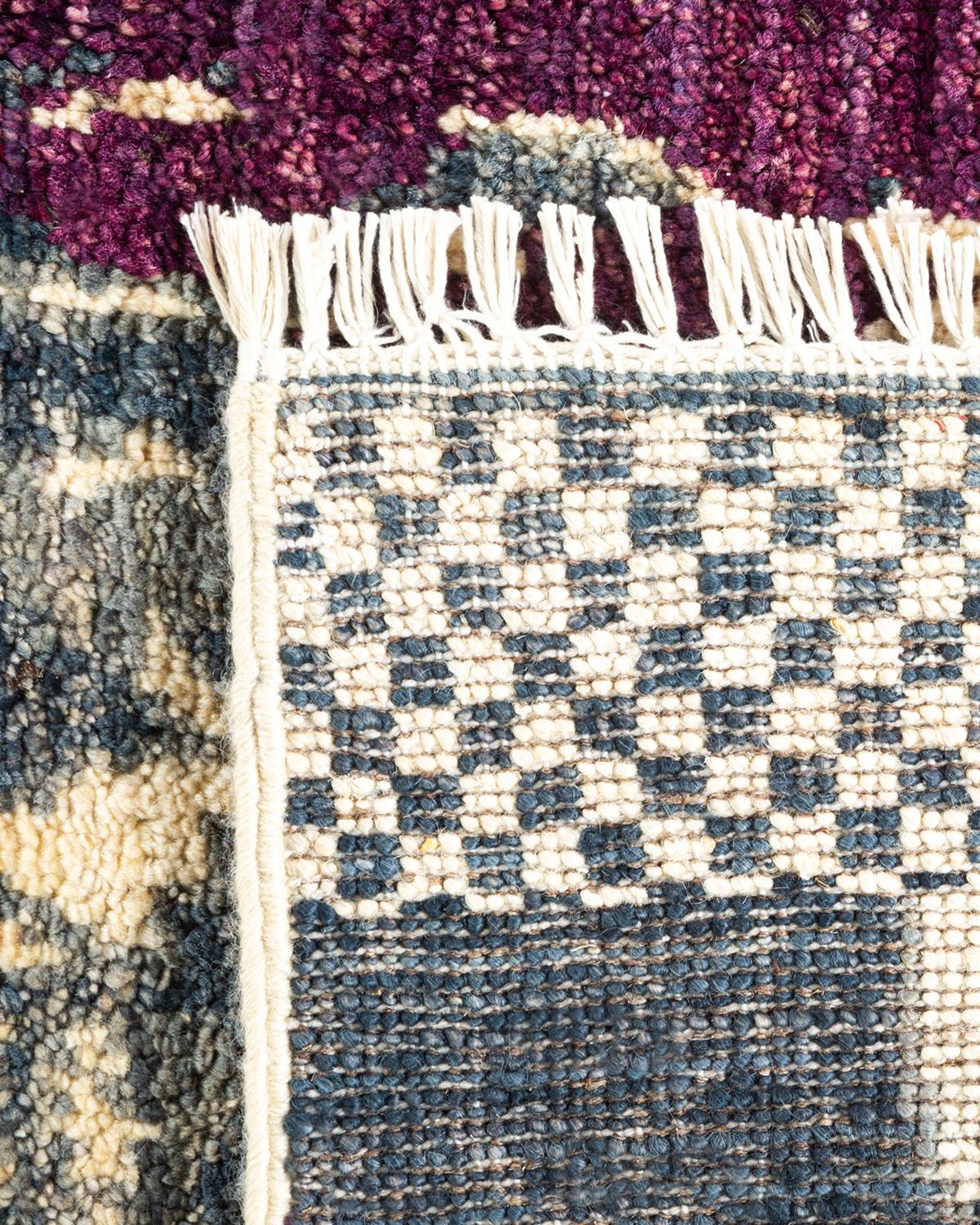 Contemporary One-of-a-kind Hand Knotted Wool Modern Ivory Area Rug For Sale
