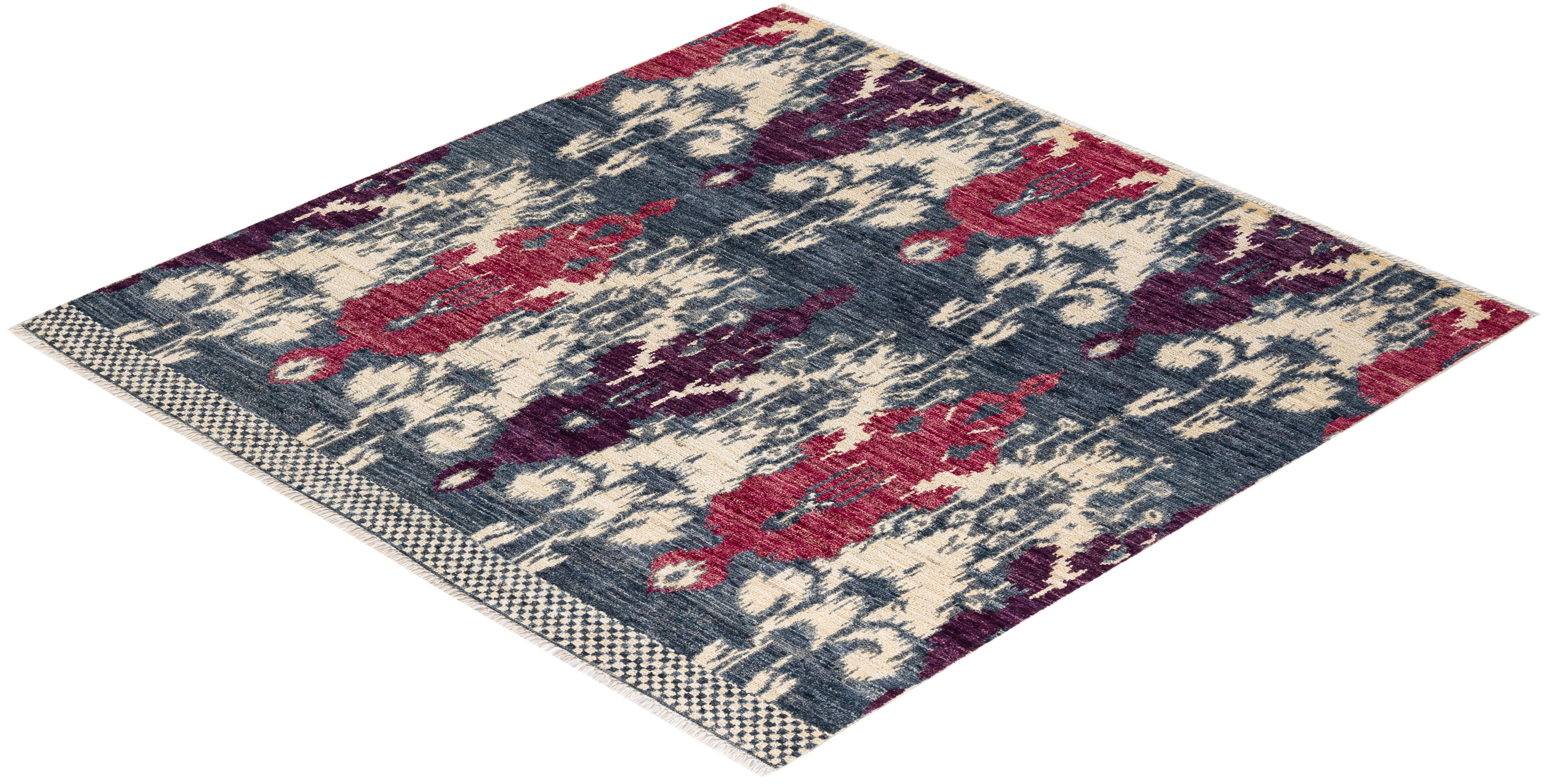 One-of-a-kind Hand Knotted Wool Modern Ivory Area Rug For Sale 3