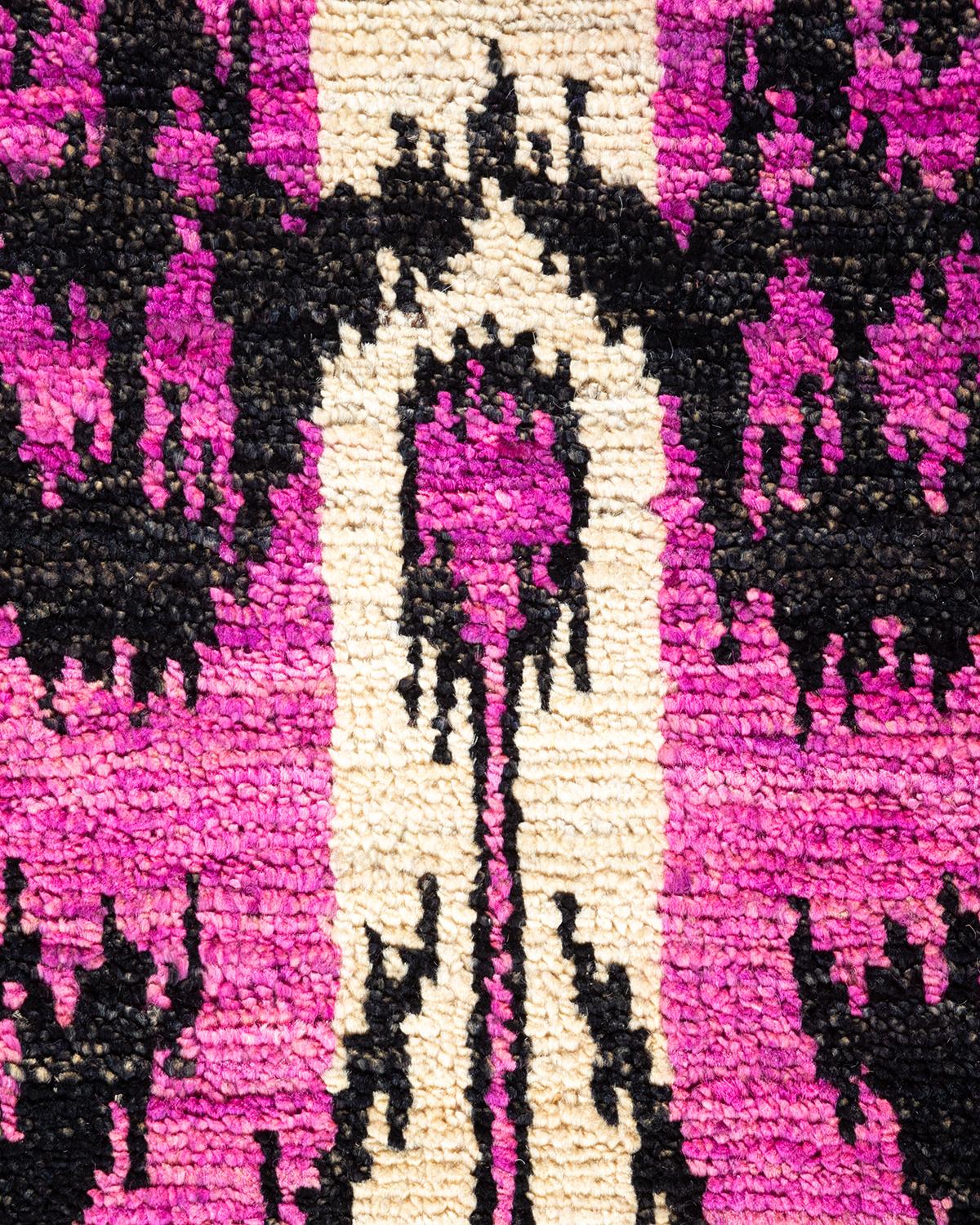 Pakistani One-of-a-kind Hand Knotted Wool Modern Purple Area Rug For Sale