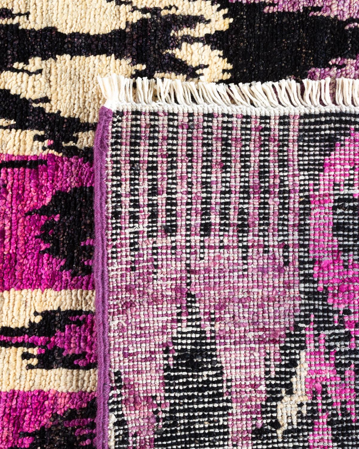 Contemporary One-of-a-kind Hand Knotted Wool Modern Purple Area Rug For Sale